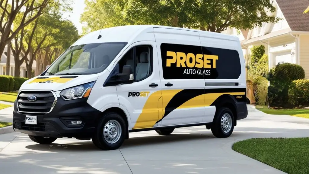 Proset Auto Glass Mobile service van in a residential neighborhood in Sanford, FL