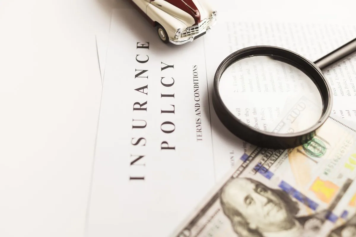 Auto insurance policy document representing comprehensive coverage for windshield and auto glass