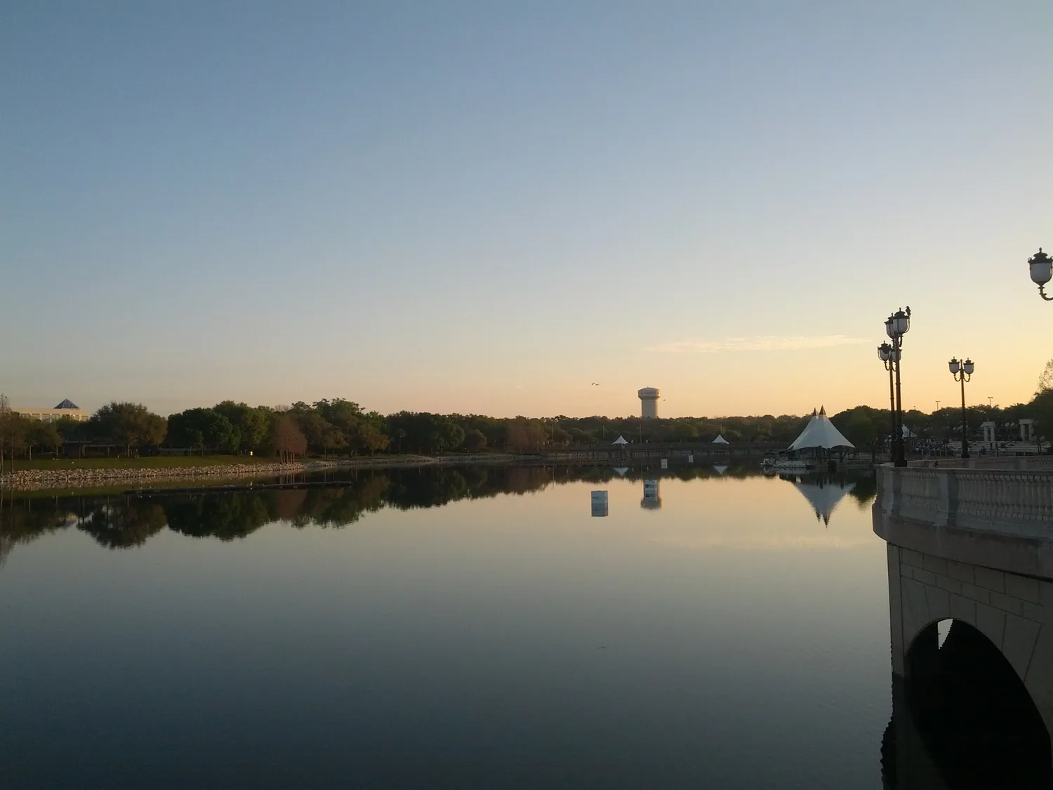 Cranes Roost Park lake and boardwalk in Altamonte Springs, FL