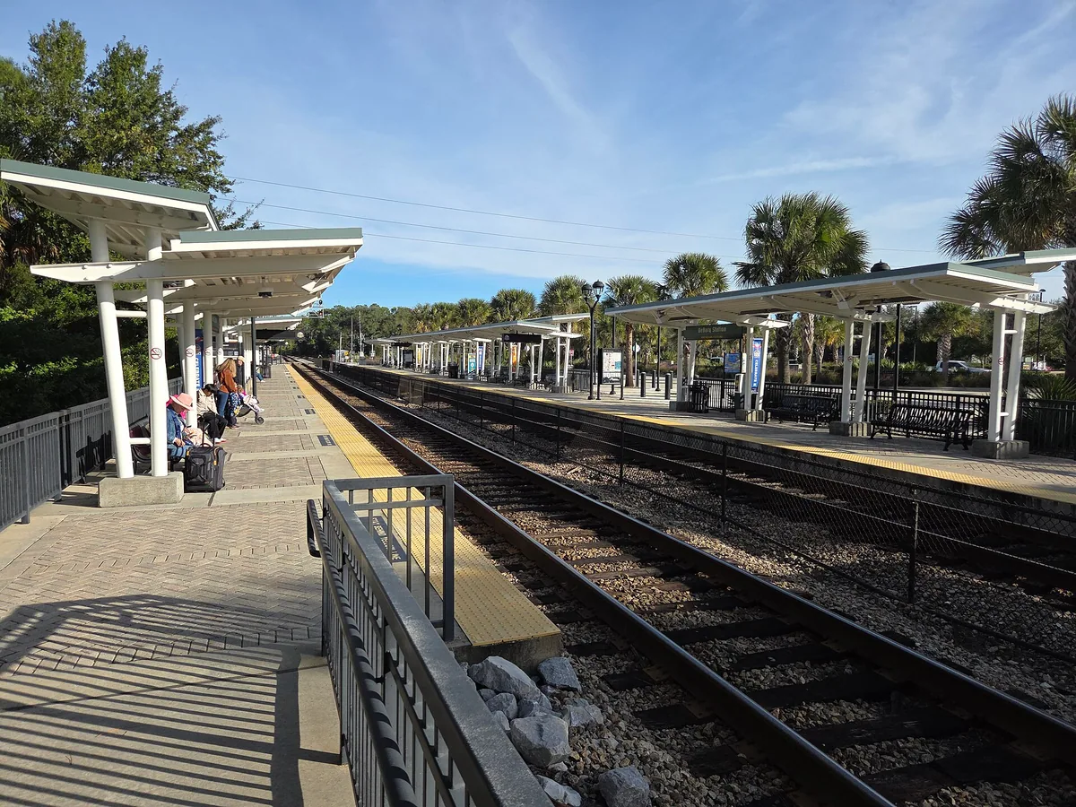 DeBary SunRail commuter rail station platform in DeBary, FL