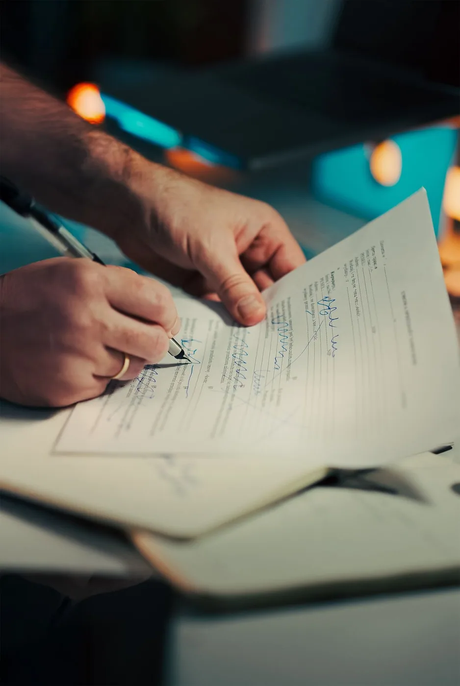 Signing a Florida auto glass insurance claim for windshield replacement