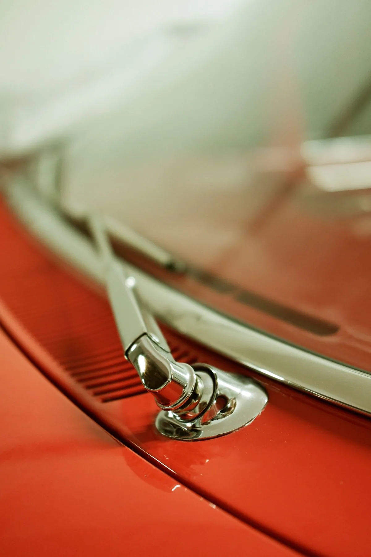 Close-up of a clean automotive windshield and wiper during an auto glass service in Casselberry, FL