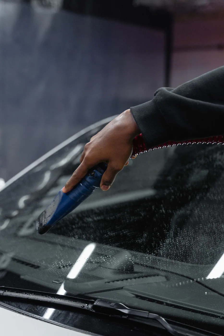 Close-up of clean automotive windshield glass in Winter Springs, FL
